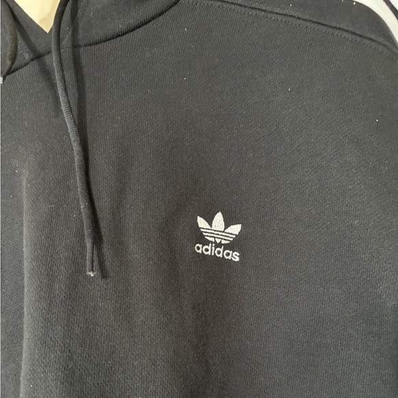 adidas Originals Womens Adicolor Classics Cropped Hoodie Black 3-Stripes - Picture 7 of 12